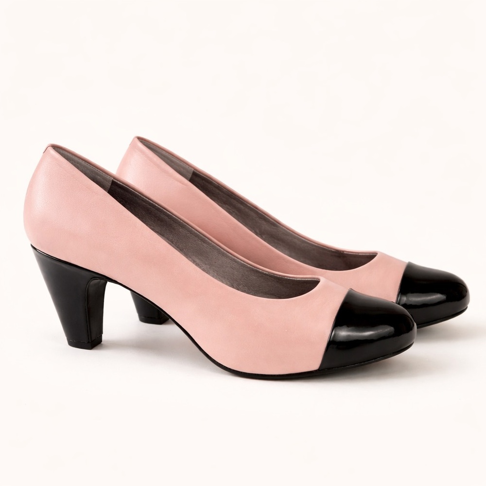 Easy Spirit Antigravity Blush Pink and Black Women's Block Heels Size 8
